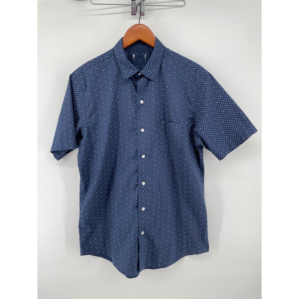Hurley Button Down Shirt Mens Large* Blue Geometric Diamond Print Short Sleeve